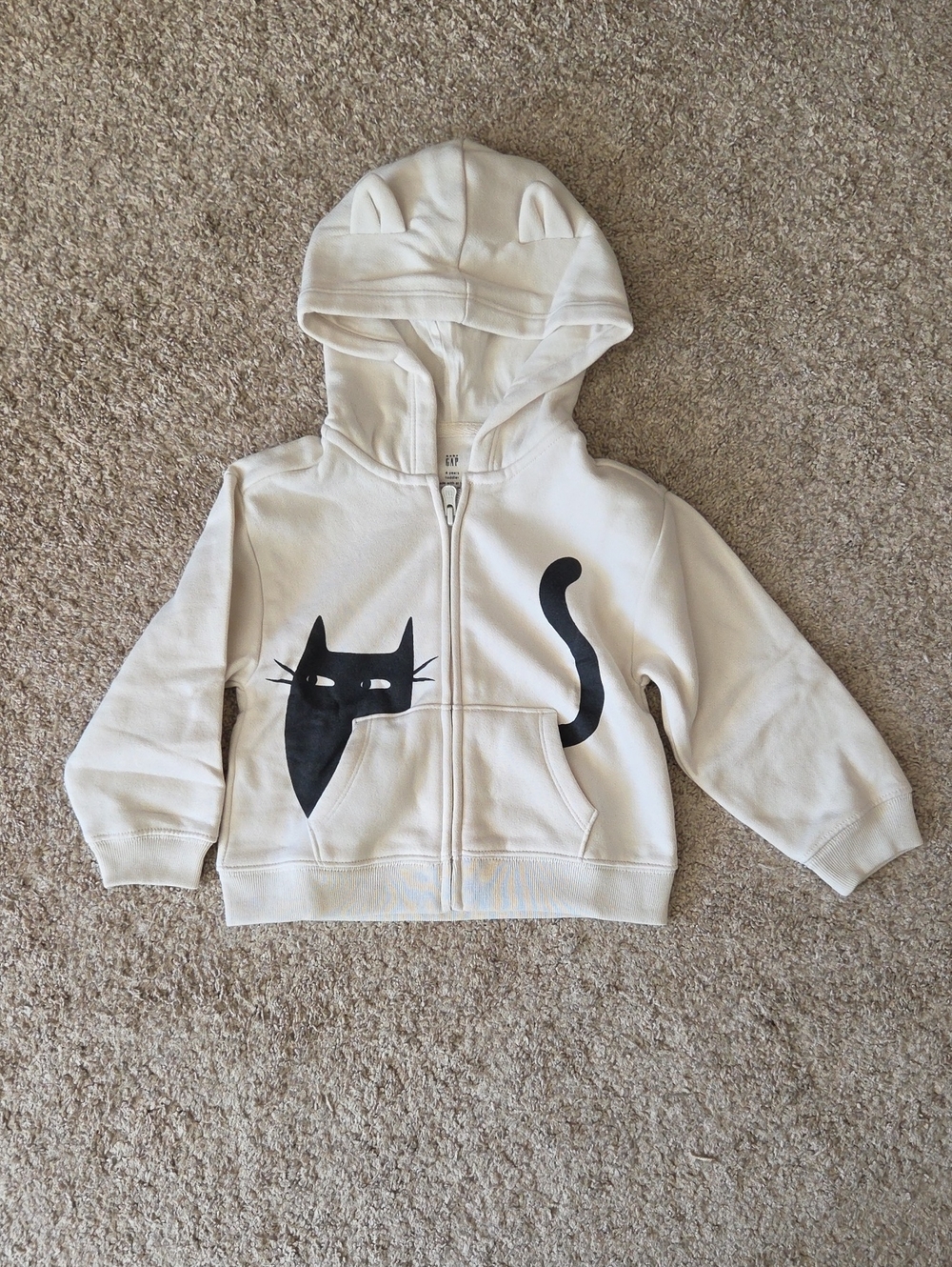 Baby Gap White And Black Cat Fleece Hoodie